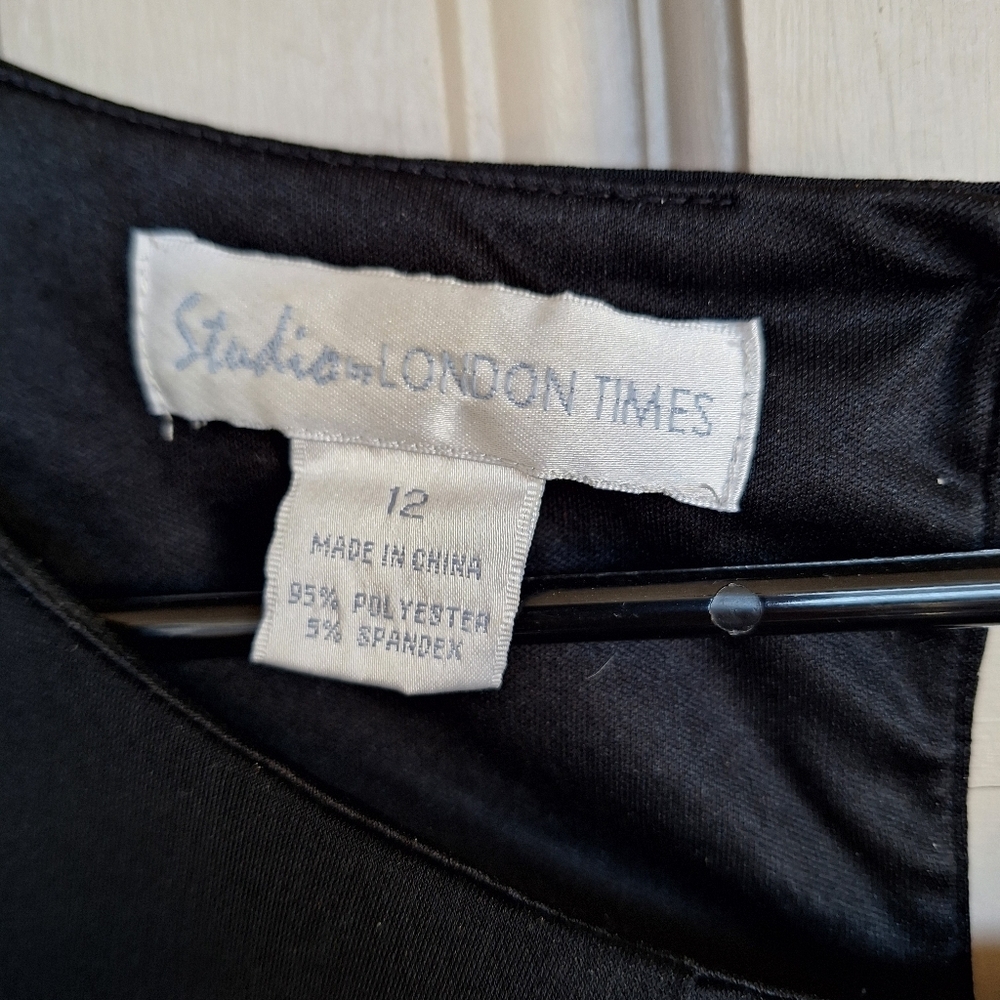 My Favorite Dress! Stuudio London Times Blk/Wht Sz12 Cap Sleeves Poly/Spandex - Picture 3 of 8